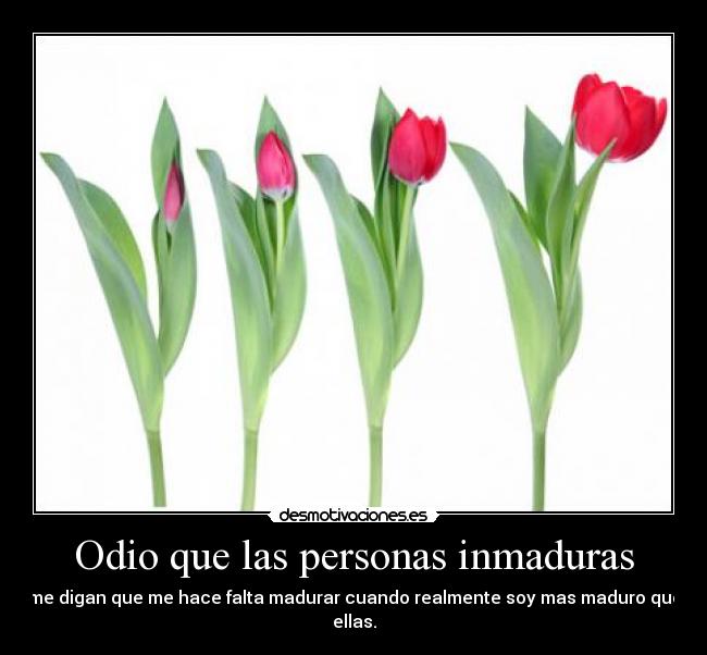 Odio que las personas inmaduras - me digan que me hace falta madurar cuando realmente soy mas maduro que ellas.