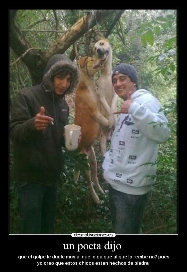 un poeta dijo - que el golpe le duele mas al que lo da que al que lo recibe no? pues
yo creo que estos chicos estan hechos de piedra