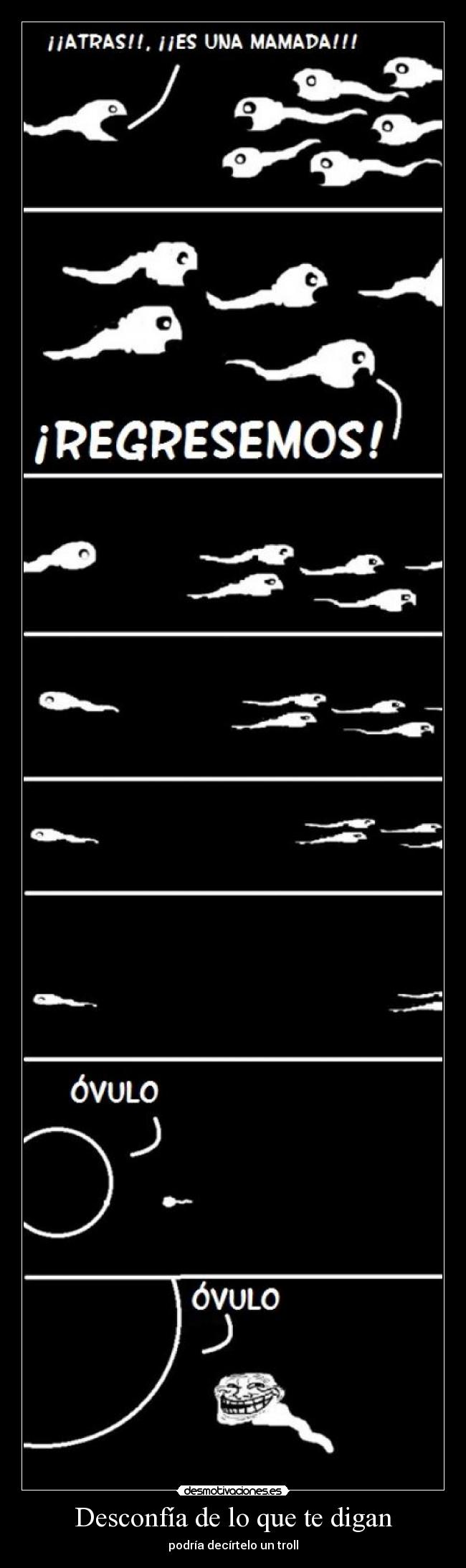 carteles troll ovulo mamada espermatozoides ovulo desmotivaciones