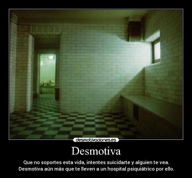 carteles desmoticaquenosoportesestavidaintentessuicidarteyalguientevea hospital psiquiatrico desmotivaciones