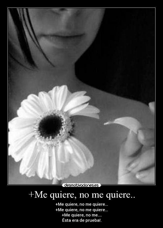 +Me quiere, no me quiere.. - +Me quiere, no me quiere...
+Me quiere, no me quiere...
+Me quiere, no me....
Ésta era de prueba!.