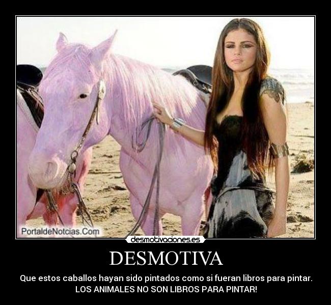 DESMOTIVA - Que estos caballos hayan sido pintados como si fueran libros para pintar.
LOS ANIMALES NO SON LIBROS PARA PINTAR!