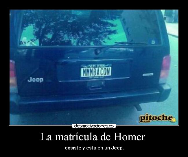 La matrícula de Homer  - exsiste y esta en un Jeep.