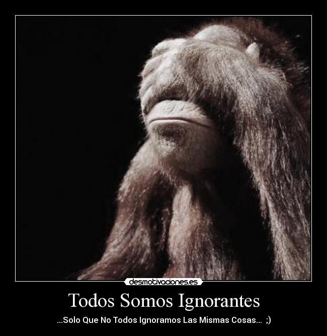 Todos Somos Ignorantes - ...Solo Que No Todos Ignoramos Las Mismas Cosas...  ;)