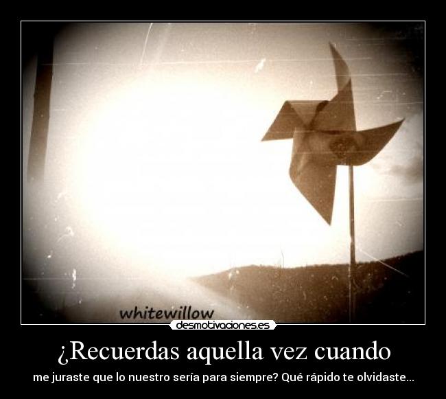 ¿Recuerdas aquella vez cuando - me juraste que lo nuestro sería para siempre? Qué rápido te olvidaste...