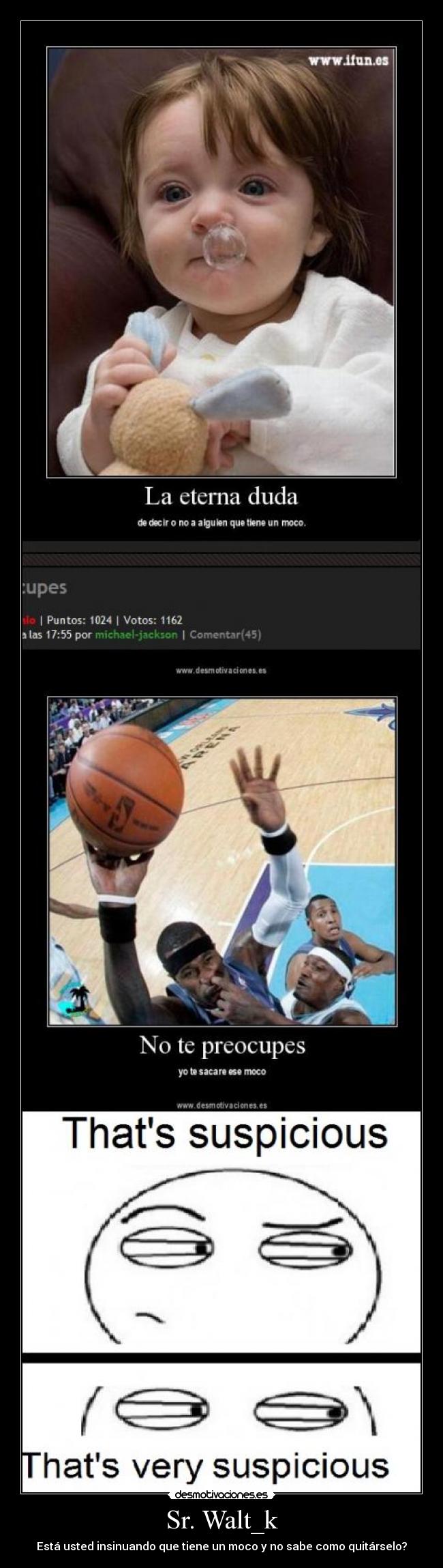 Sr. Walt_k - Está usted insinuando que tiene un moco y no sabe como quitárselo?