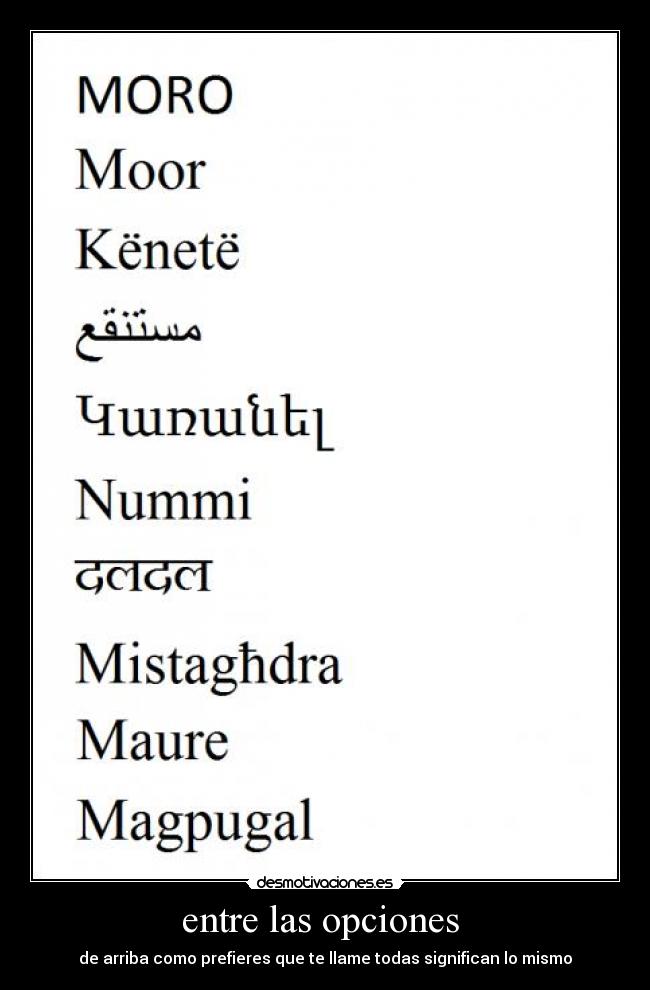 entre las opciones -