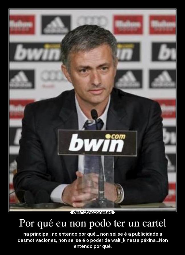 Por qué eu non podo ter un cartel - na principal, no entendo por qué... non sei se é a publicidade a
desmotivaciones, non sei se é o poder de walt_k nesta páxina...Non
entendo por qué.