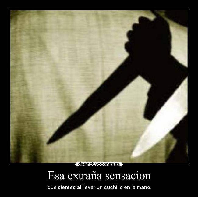 Esa extraña sensacion - que sientes al llevar un cuchillo en la mano.