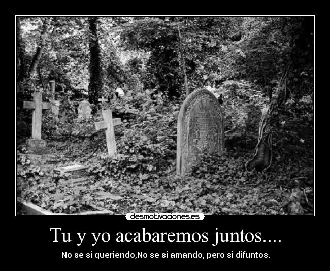 Tu y yo acabaremos juntos.... - No se si queriendo,No se si amando, pero si difuntos.