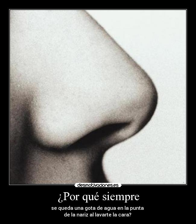 ¿Por qué siempre - se queda una gota de agua en la punta
de la nariz al lavarte la cara?
