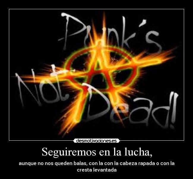 Seguiremos en la lucha, - aunque no nos queden balas, con la con la cabeza rapada o con la cresta levantada