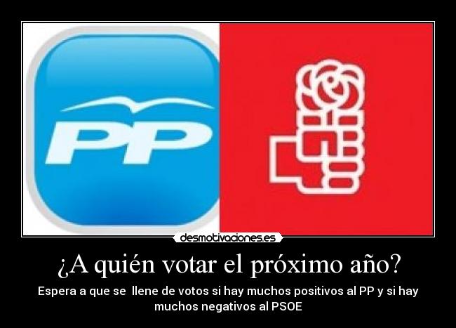 ¿A quién votar el próximo año? - Espera a que se llene de votos si hay muchos positivos al PP y si hay
muchos negativos al PSOE