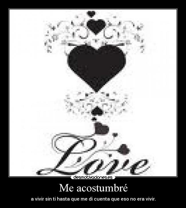 Me acostumbré - a vivir sin ti hasta que me di cuenta que eso no era vivir.