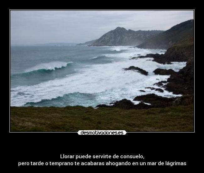 - Llorar puede servirte de consuelo,
pero tarde o temprano te acabaras ahogando en un mar de lágrimas