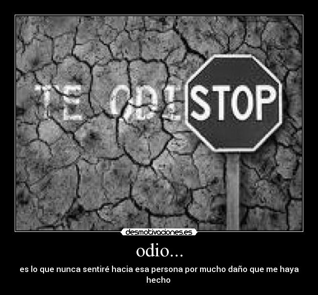 odio... - es lo que nunca sentiré hacia esa persona por mucho daño que me haya hecho