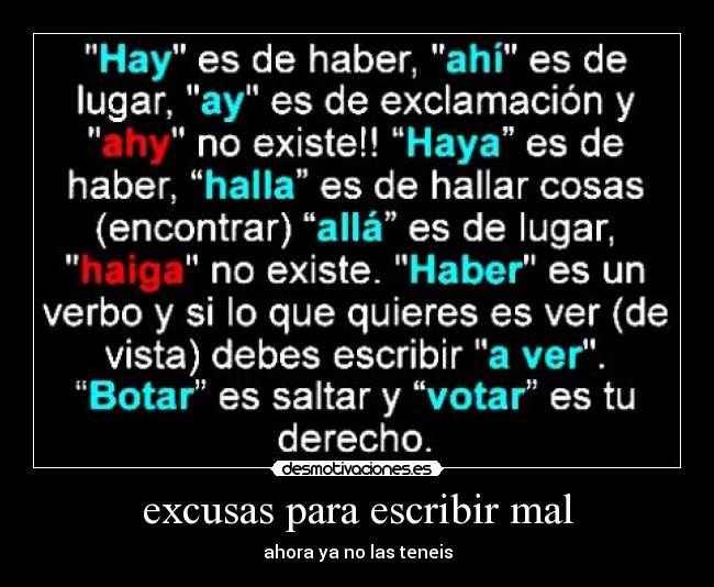 excusas para escribir mal - 