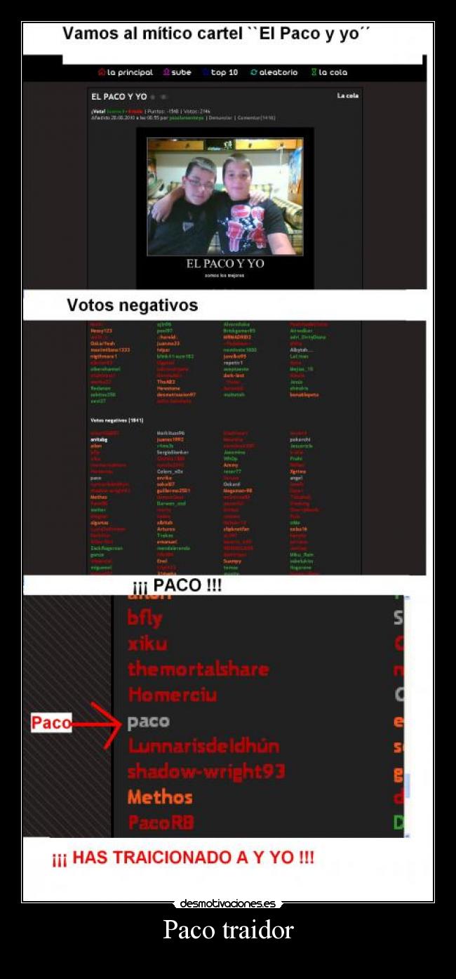 carteles paco traidor desmotivaciones