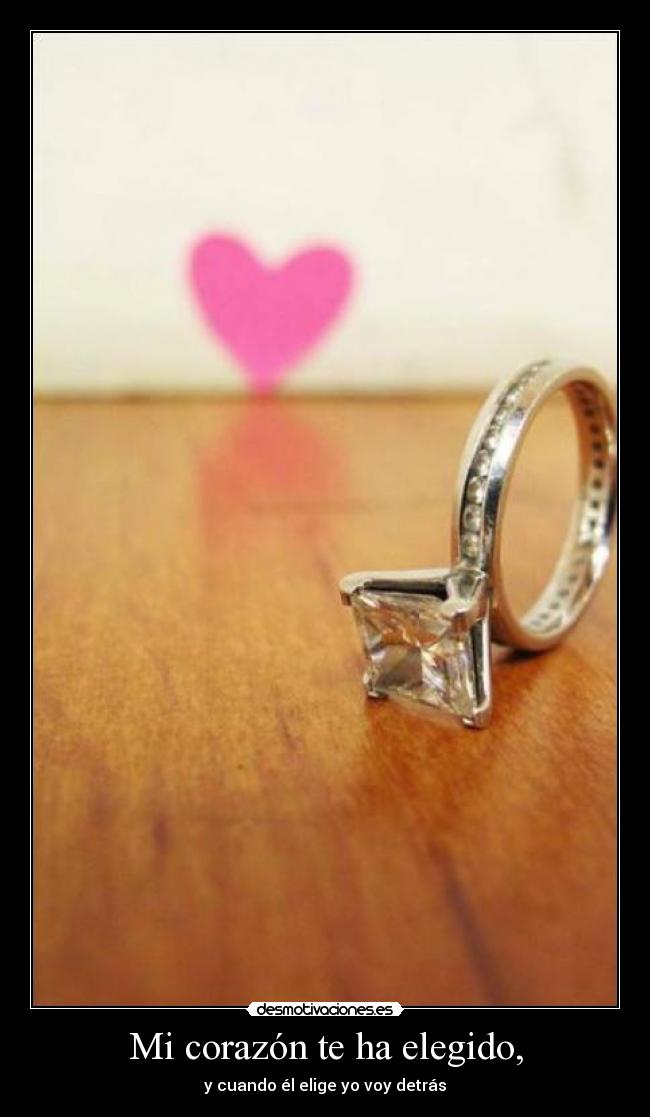 Mi corazón te ha elegido, - y cuando él elige yo voy detrás