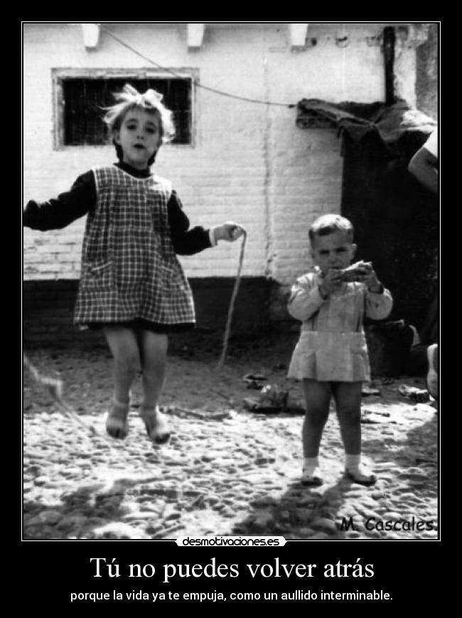 Tú no puedes volver atrás - porque la vida ya te empuja, como un aullido interminable.