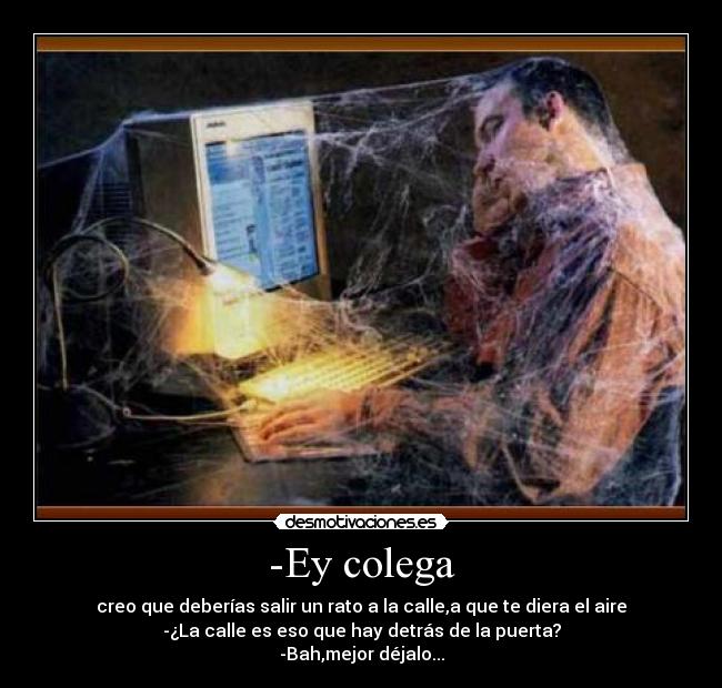 carteles ordenador computadora vicio calle agorafobia telarana desmotivaciones