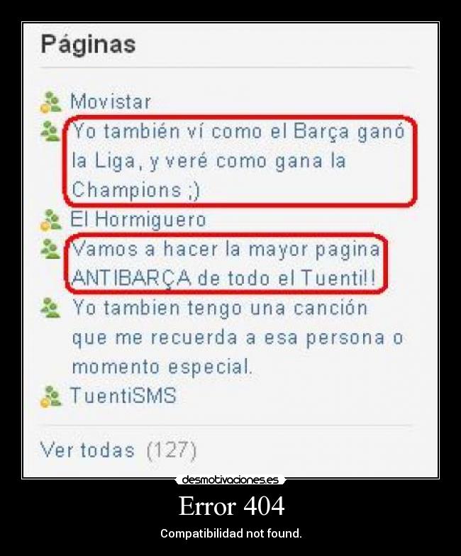 Error 404 - Compatibilidad not found.