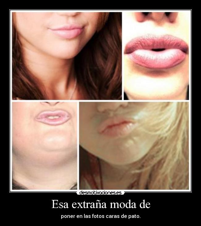 Esa extraña moda de - poner en las fotos caras de pato.