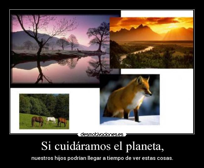 Si cuidáramos el planeta, - nuestros hijos podrían llegar a tiempo de ver estas cosas.