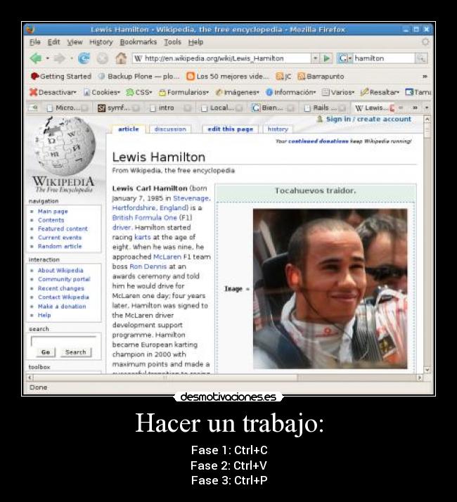 Hacer un trabajo: - Fase 1: Ctrl+C
Fase 2: Ctrl+V
Fase 3: Ctrl+P
