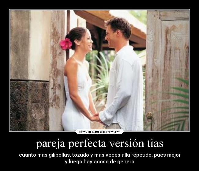 pareja perfecta versión tias - cuanto mas gilipollas, tozudo y mas veces alla repetido, pues mejor
y luego hay acoso de género