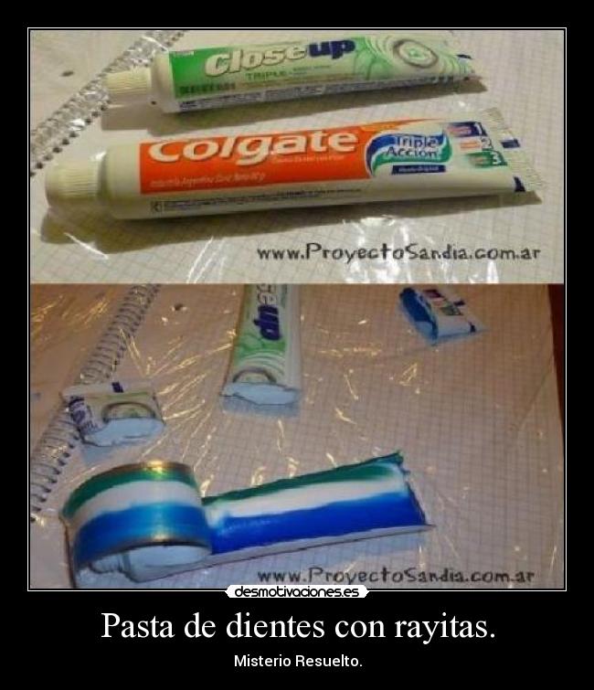 Pasta de dientes con rayitas. - 
