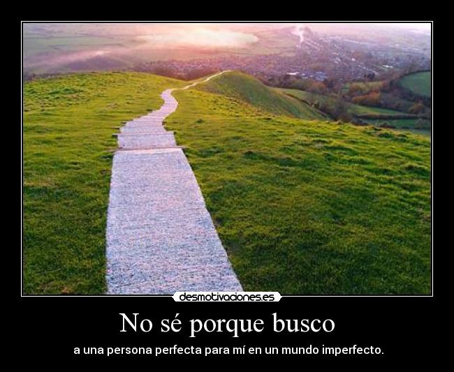 No sé porque busco - a una persona perfecta para mí en un mundo imperfecto.