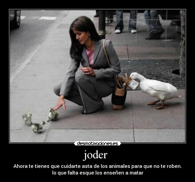 joder - Ahora te tienes que cuidarte asta de los animales para que no te roben.
lo que falta esque los enseñen a matar