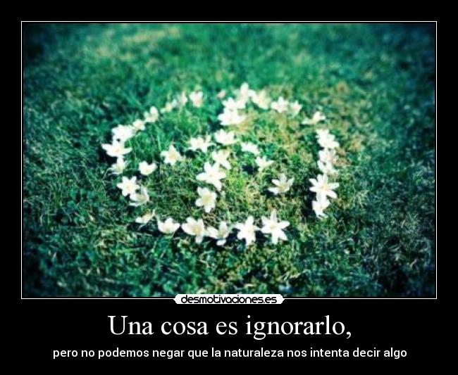 Una cosa es ignorarlo, - pero no podemos negar que la naturaleza nos intenta decir algo