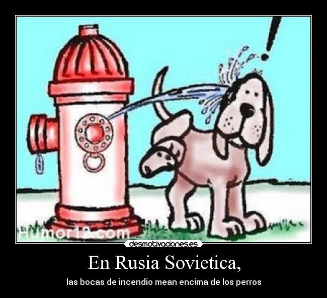 En Rusia Sovietica, - las bocas de incendio mean encima de los perros