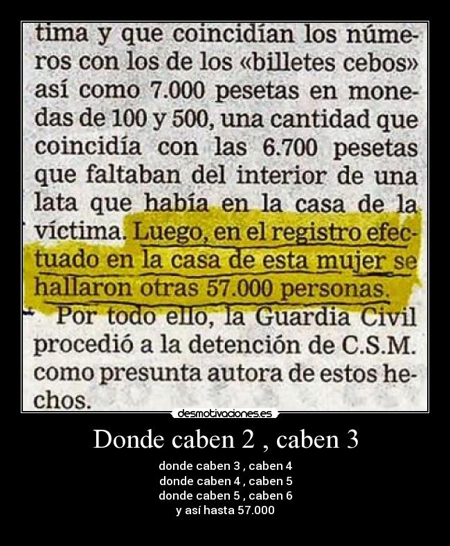 Donde caben 2 , caben 3 -