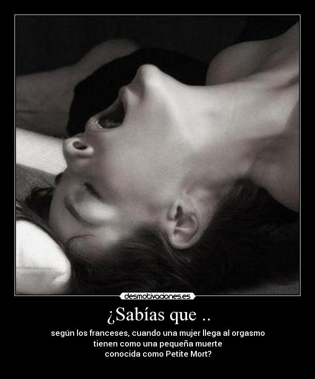 ¿Sabías que .. - según los franceses, cuando una mujer llega al orgasmo
tienen como una pequeña muerte
conocida como Petite Mort?