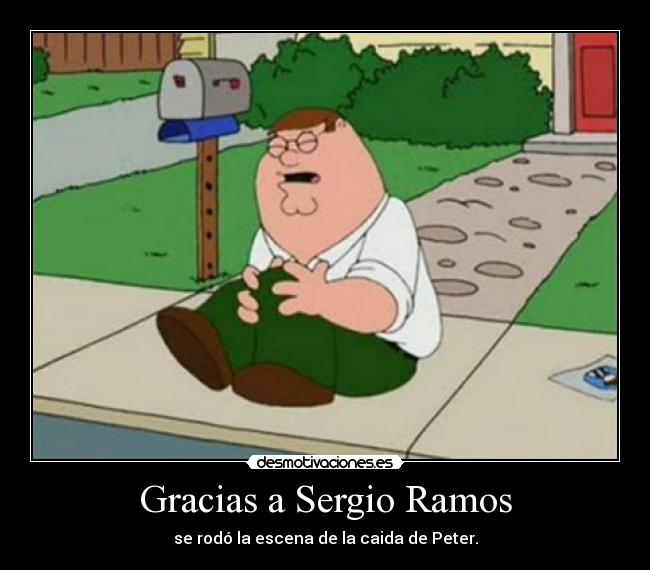 Gracias a Sergio Ramos - se rodó la escena de la caida de Peter.