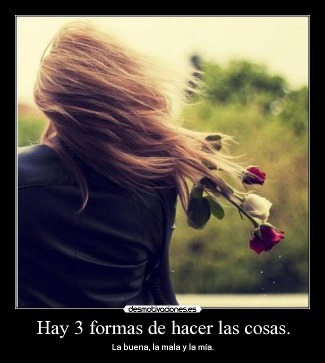 Hay 3 formas de hacer las cosas. - La buena, la mala y la mía.