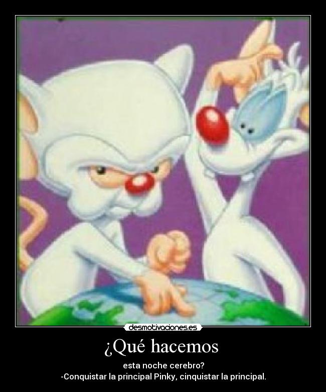 ¿Qué hacemos - esta noche cerebro?
-Conquistar la principal Pinky, cinquistar la principal.