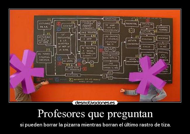 Profesores que preguntan - si pueden borrar la pizarra mientras borran el último rastro de tiza.
