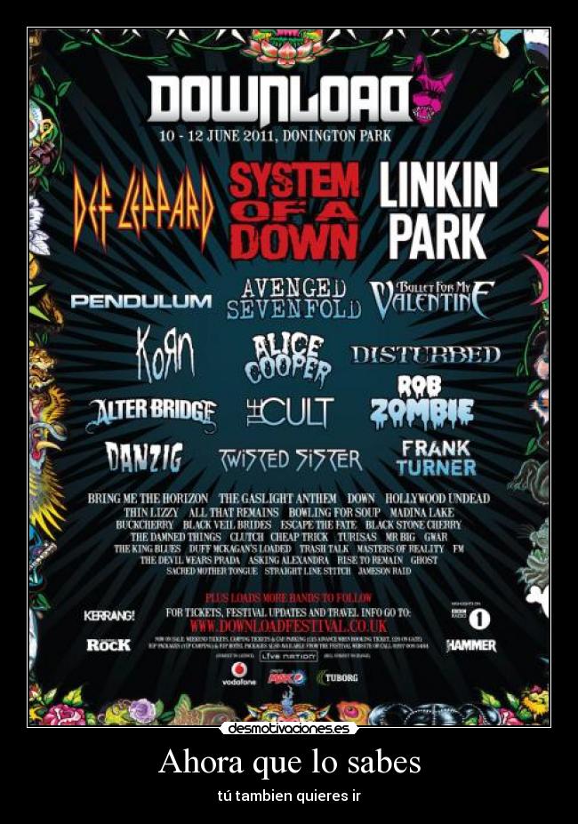 carteles download festival quieres disturbed soad korn desmotivaciones