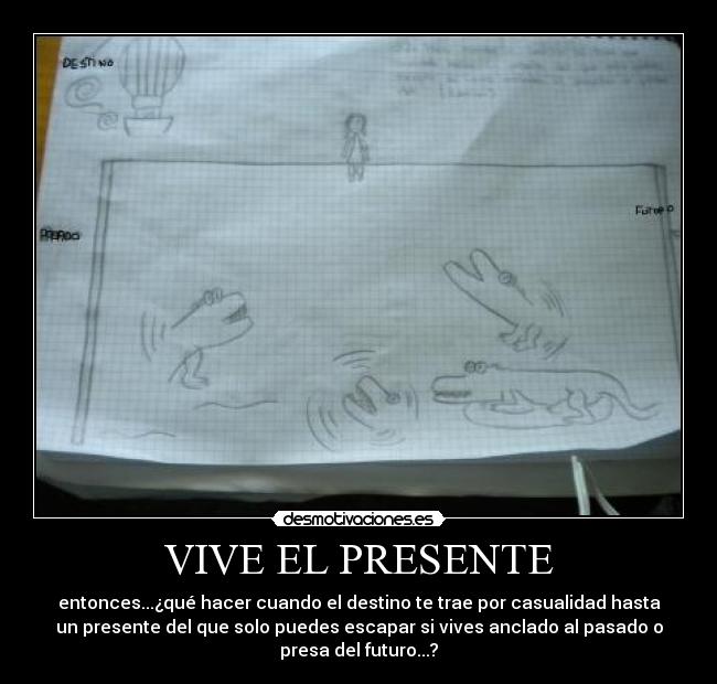 VIVE EL PRESENTE - entonces...¿qué hacer cuando el destino te trae por casualidad hasta
un presente del que solo puedes escapar si vives anclado al pasado o
presa del futuro...?