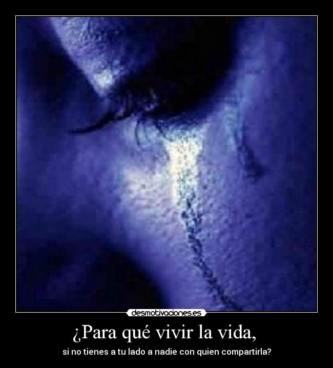 ¿Para qué vivir la vida, - si no tienes a tu lado a nadie con quien compartirla?