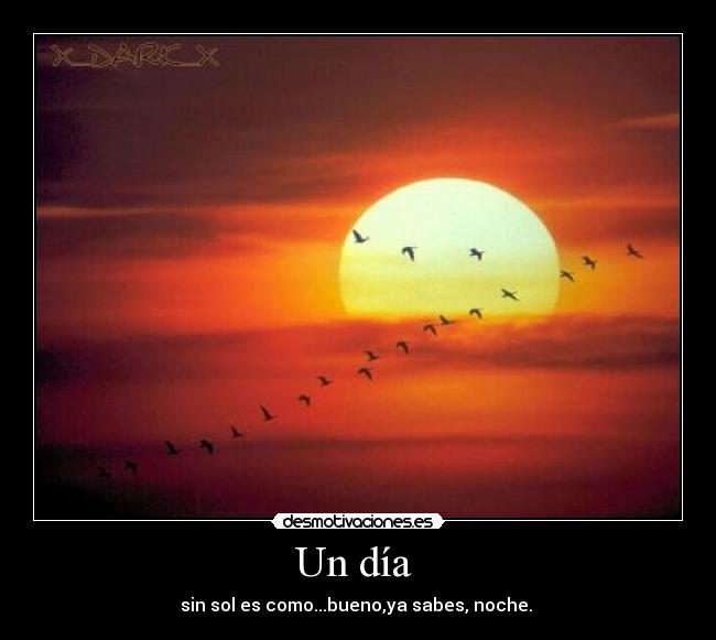 Un día  - sin sol es como...bueno,ya sabes, noche. 
