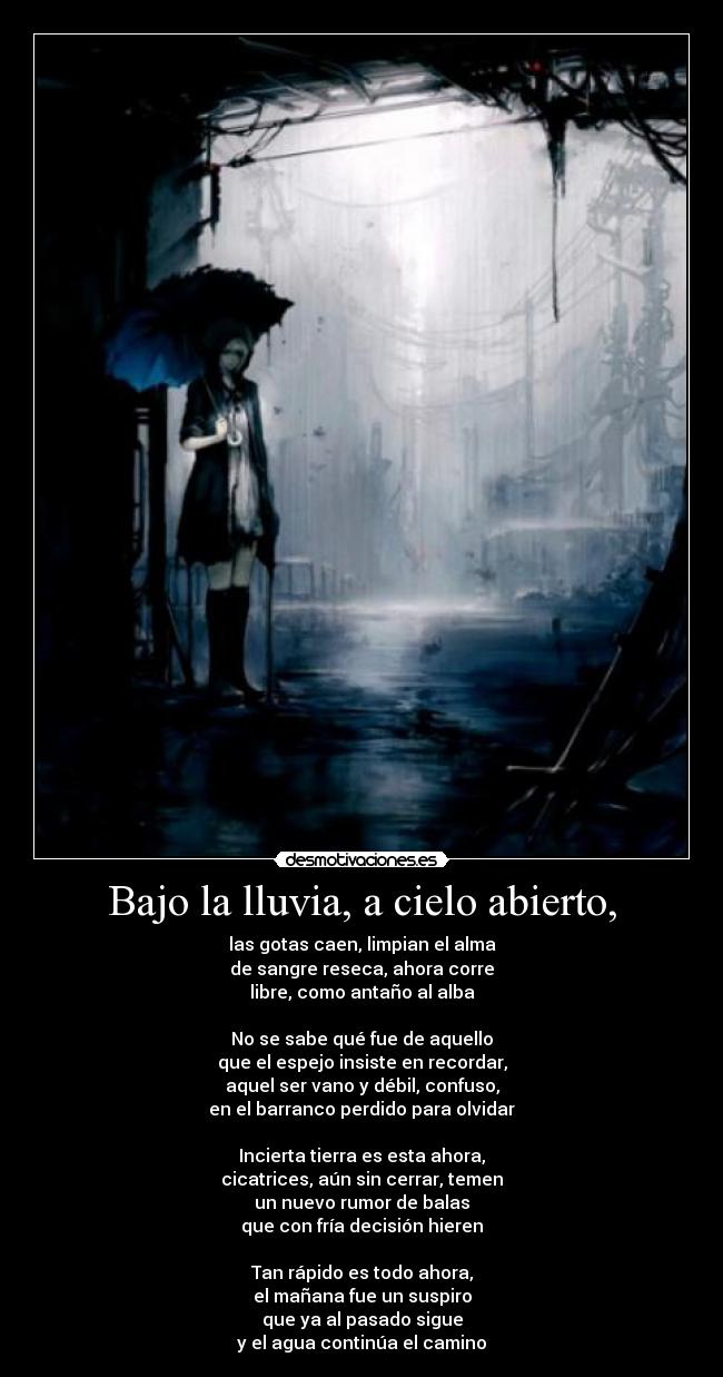 Bajo la lluvia, a cielo abierto, - 