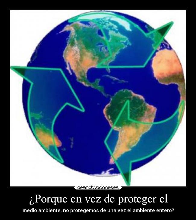 ¿Porque en vez de proteger el - medio ambiente, no protegemos de una vez el ambiente entero?