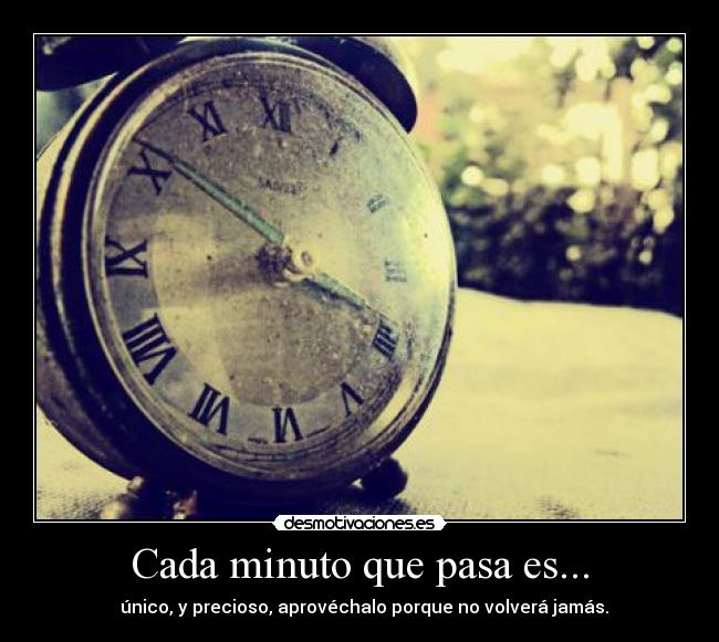 Cada minuto que pasa es... - único, y precioso, aprovéchalo porque no volverá jamás.