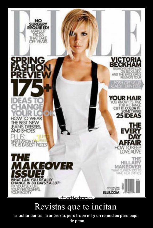 Revistas que te incitan - a luchar contra la anorexia, pero traen mil y un remedios para bajar de peso