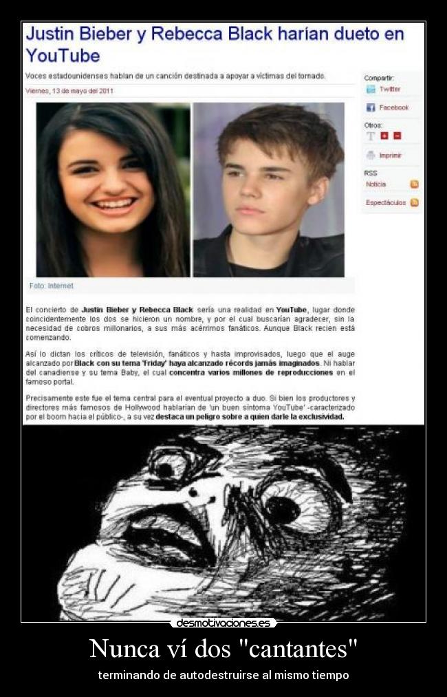 Nunca ví dos cantantes - terminando de autodestruirse al mismo tiempo